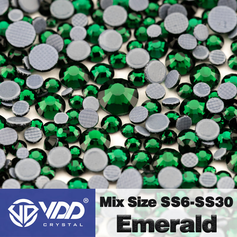 VDD 022 Emerald Wholesale SS6-SS30 Hotfix Mix Size Glass Rhinestone Crystal Flat Back High Quality Strass Stones For DIY Clothes Accessories