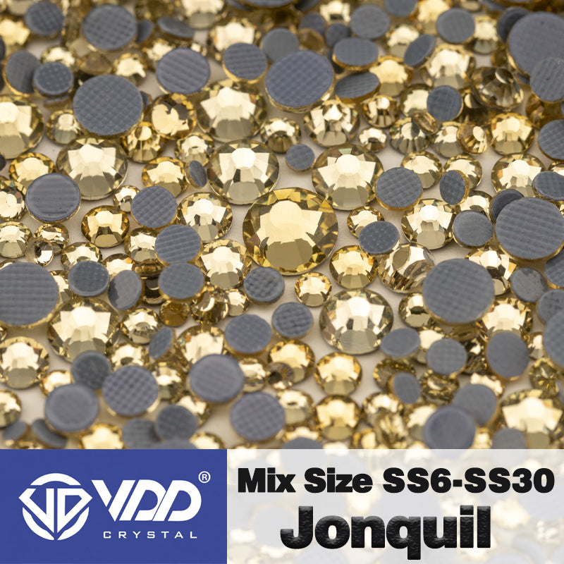 VDD 004 Jonquil Wholesale SS6-SS30 Hotfix Mix Size Glass Rhinestone Crystal Flat Back High Quality Strass Stones For DIY Clothes Accessories