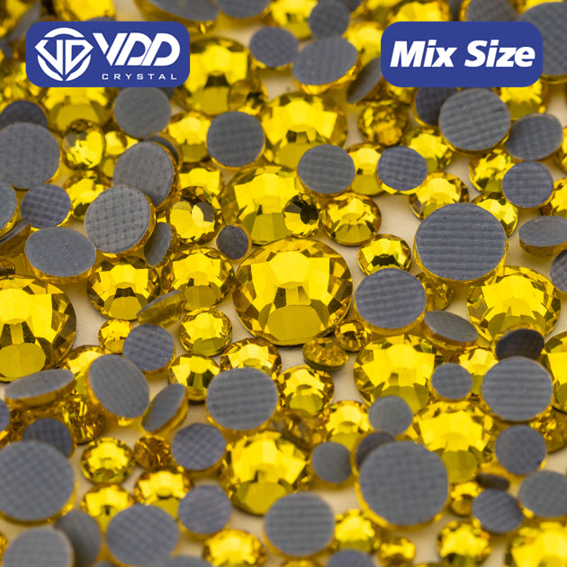 VDD 005 Citrine Wholesale SS6-SS30 Hotfix Mix Size Glass Rhinestone Crystal Flat Back High Quality Strass Stones For DIY Clothes Accessories