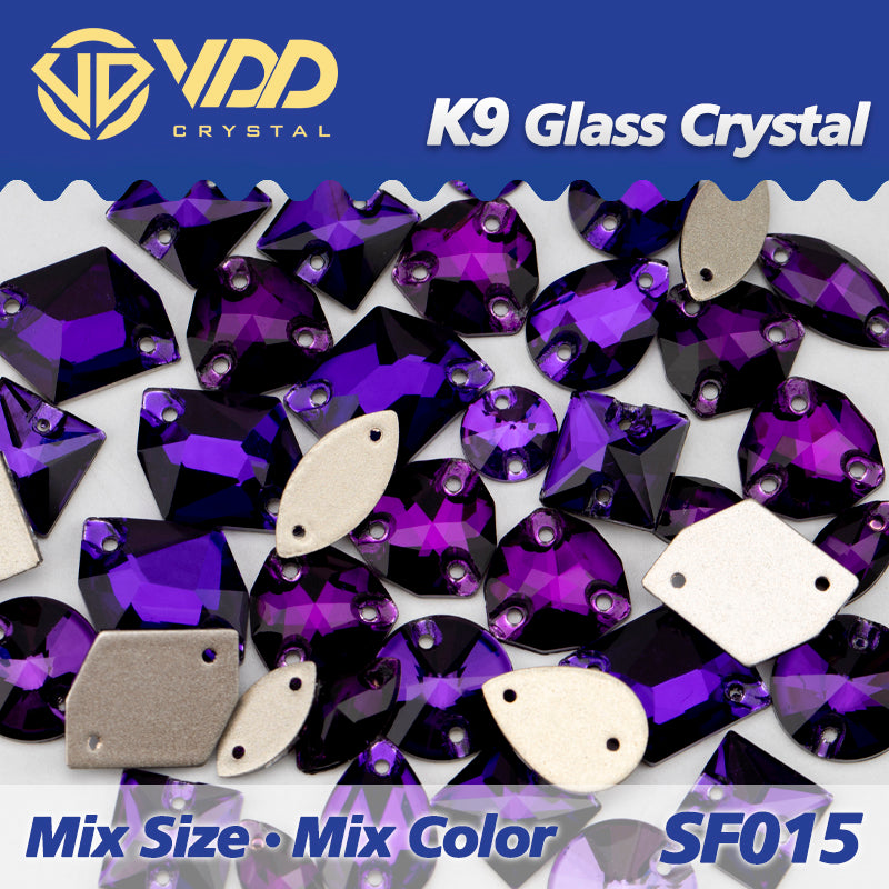 VDD SF015 20/50Pcs Mix Size AAAAA K9 Glass Sew On Rhinestones Sewing Crystal AB Flat Back Stones For Clothes Accessories Wedding Dress