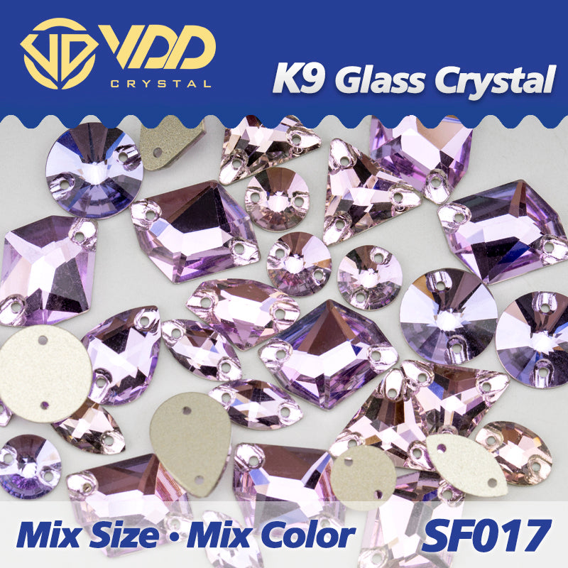 VDD SF017 20/50Pcs Mix Size AAAAA K9 Glass Sew On Rhinestones Sewing Crystal AB Flat Back Stones For Clothes Accessories Wedding Dress