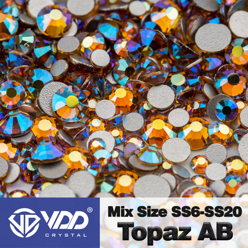 VDD 079 Topaz AB Mix Size SS6-SS20 High Quality Glass Rhinestones Crystal Flatback Glitter Stones Nail Art DIY Crafts Decorations