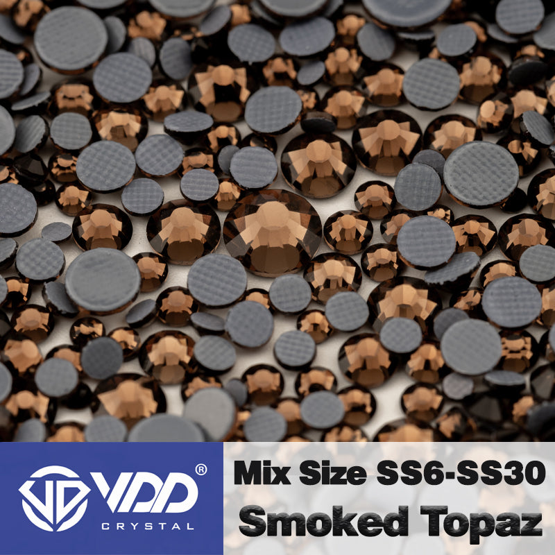 VDD 008 Smoked Topaz Topaz Wholesale SS6-SS30 Hotfix Mix Size Glass Rhinestone Crystal Flat Back High Quality Strass Stones For DIY Clothes Accessories