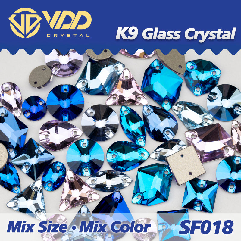 VDD SF018 20/50Pcs Mix Size AAAAA K9 Glass Sew On Rhinestones Sewing Crystal AB Flat Back Stones For Clothes Accessories Wedding Dress