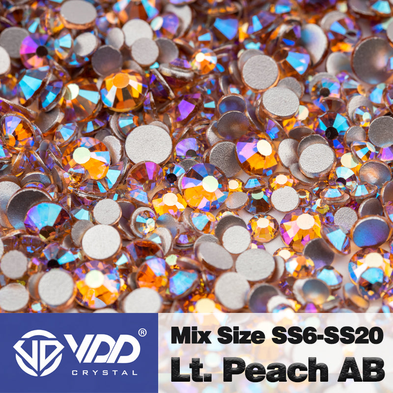 VDD 094 Light Peach AB Mix Size SS6-SS20 High Quality Glass Rhinestones Crystal Flatback Glitter Stones Nail Art DIY Crafts Decorations