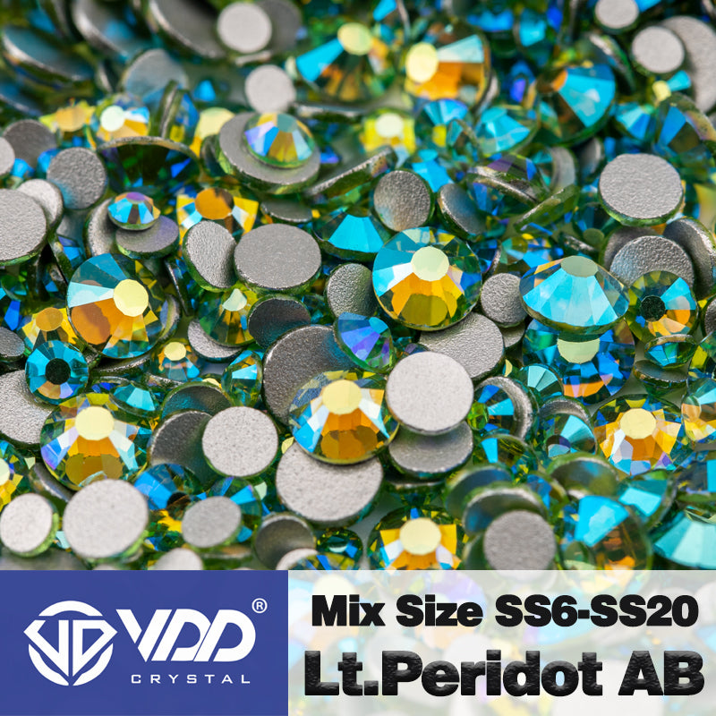 VDD 077 Peridot AB Mix Size SS6-SS20 High Quality Glass Rhinestones Crystal Flatback Glitter Stones Nail Art DIY Crafts Decorations