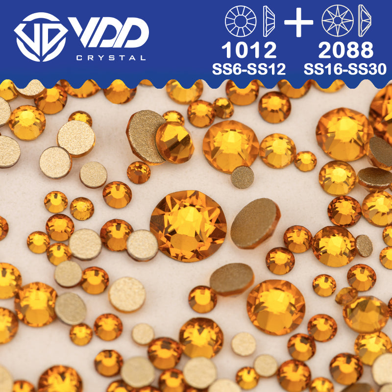 VDD 006 Topaz Wholesale Mix Size SS6-SS30 High Quality Glass 2088 Rhinestones Crystal Gold Flatback Strass Stones Nail Art DIY Decorations