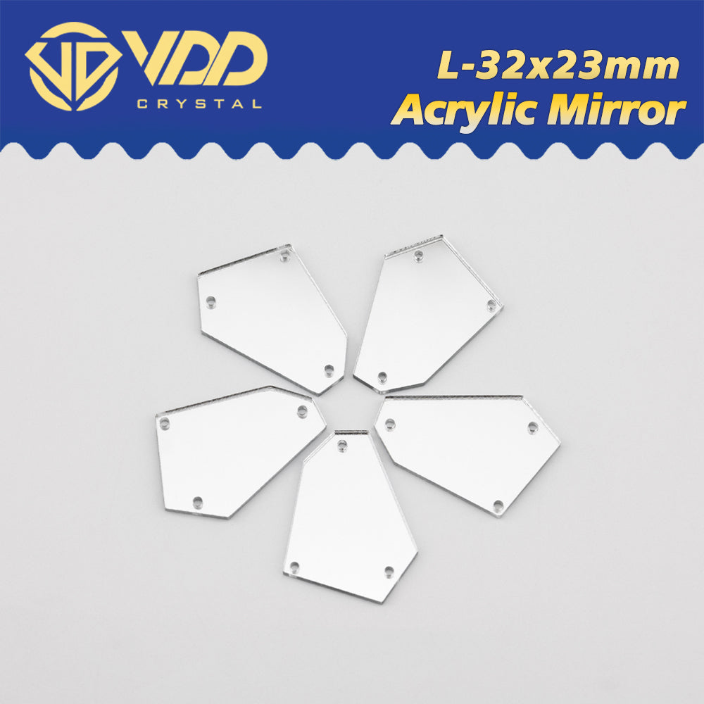 VDD 30/60/200Pcs L-32x23mm White Acrylic Mirror Sewing Rhinestones Sew On DIY Crafts Flat Back Sewing For Garment Decorations