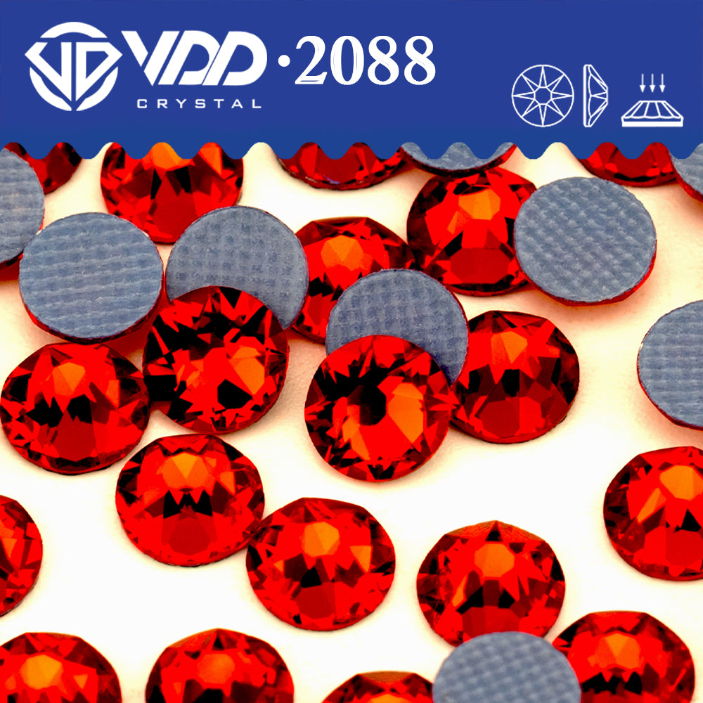 VDD 013 Siam SS16-SS30 High Quality Hot-Fix Glass 2088 Rhinestones Crystal Flatback 8 Big 8 Small DIY Clothes Decoration