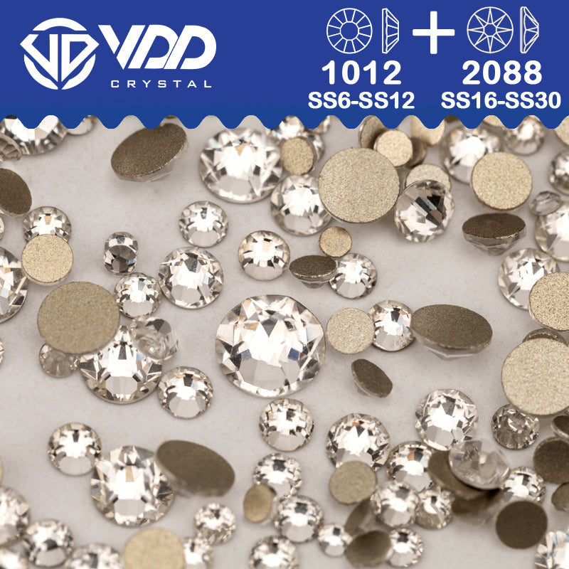 VDD 001 Crystal Wholesale Mix Size SS6-SS30 High Quality Glass 2088 Rhinestones Crystal Gold Flatback Strass Stones Nail Art DIY Decorations
