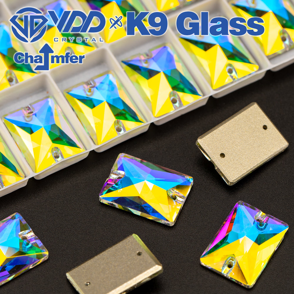 VDD Rectangle Top Quality K9 Glass Sew on Rhinestones Sewing Crystals AB Flat Back Stones for Crafts Clothes Accessories