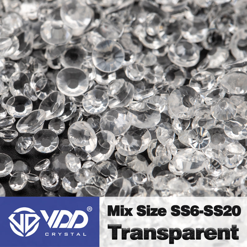 VDD 056 Transparent Mix Size SS6-SS20 High Quality Glass Rhinestones Crystal Flatback Glitter Stones Nail Art DIY Crafts Decorations