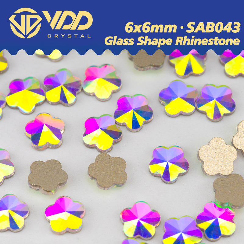 VDD 6x6mm - SAB43 100/500/1440Pcs Glass Shape Crystal Rhinestones Crystal AB Flatback Glitter Stones For DIY Nail Art Decorations SAB Series