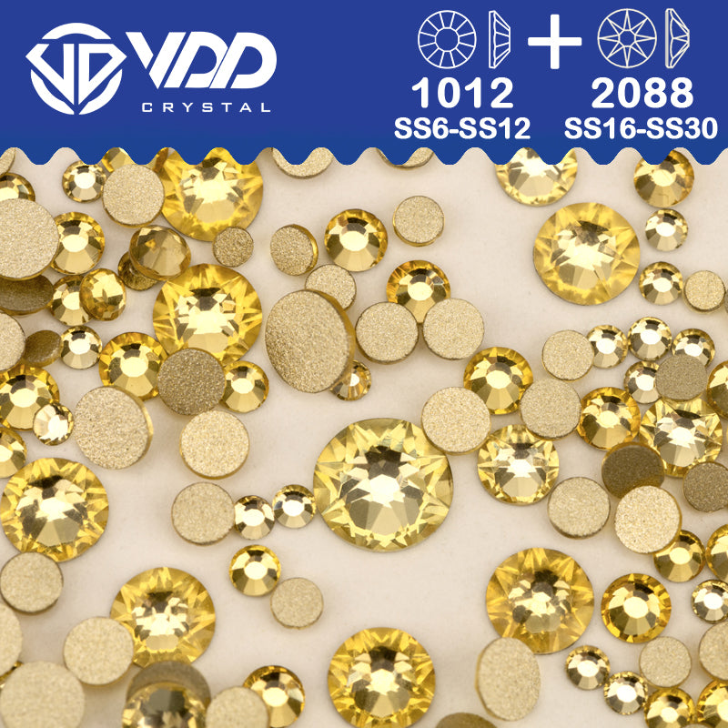 VDD 004 Jonquil Wholesale Mix Size SS6-SS30 High Quality Glass 2088 Rhinestones Crystal Gold Flatback Strass Stones Nail Art DIY Decorations