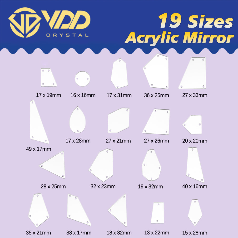 VDD 30/60/200Pcs Q-40x16mm White Acrylic Mirror Sewing Rhinestones Sew On DIY Crafts Flat Back Sewing For Garment Decorations