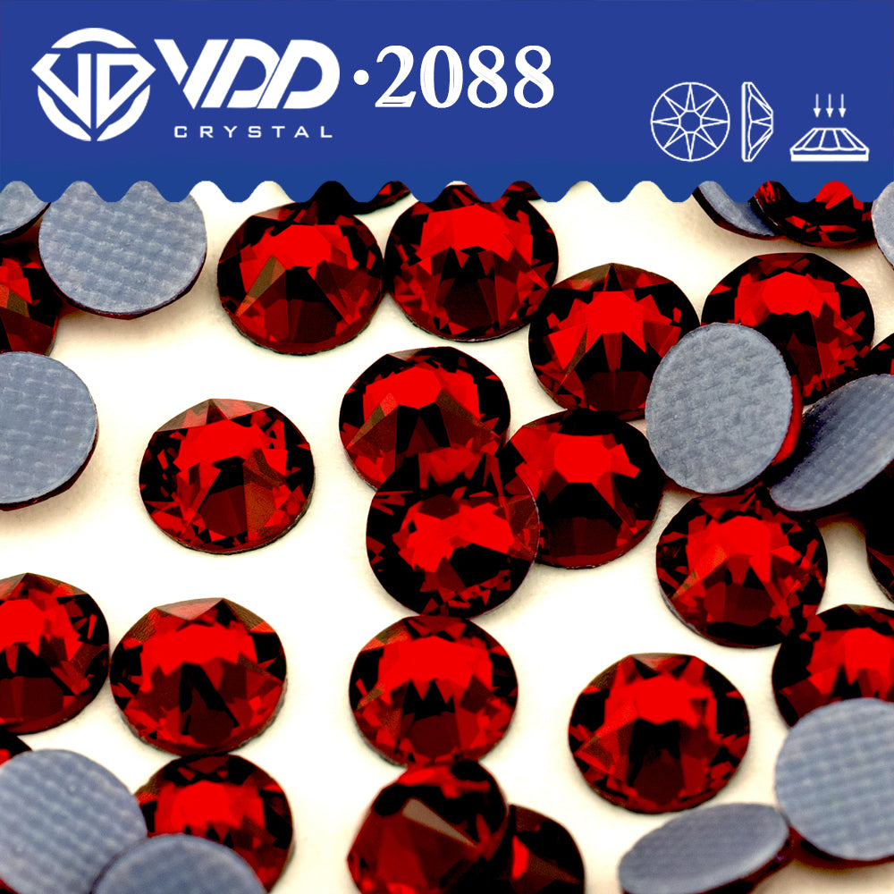 VDD 014 Garnet SS16-SS30 High Quality Hot-Fix Glass 2088 Rhinestones Crystal Flatback 8 Big 8 Small DIY Clothes Decoration