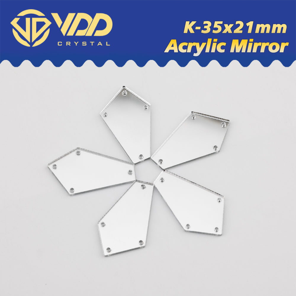 VDD 30/60/200Pcs K-35x21mm White Acrylic Mirror Sewing Rhinestones Sew On DIY Crafts Flat Back Sewing For Garment Decorations