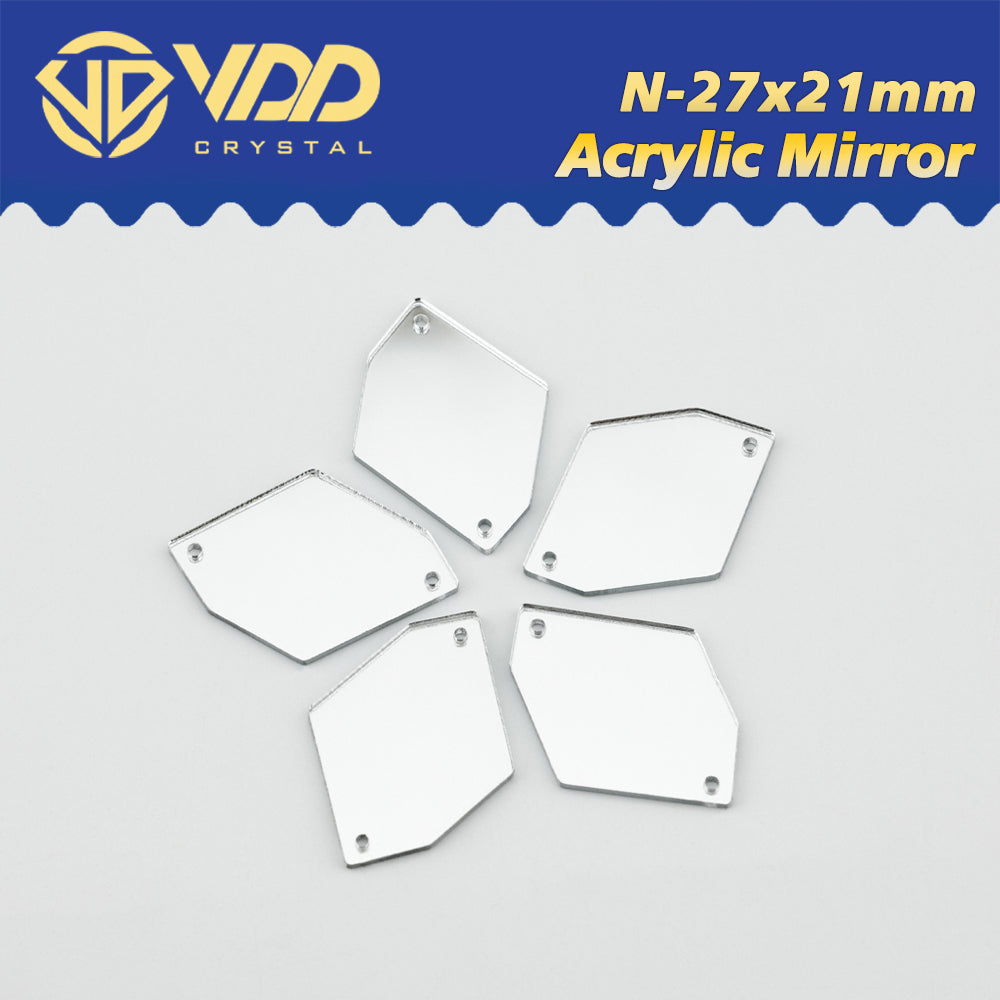 VDD 30/60/200Pcs N-27x21mm White Acrylic Mirror Sewing Rhinestones Sew On DIY Crafts Flat Back Sewing For Garment Decorations