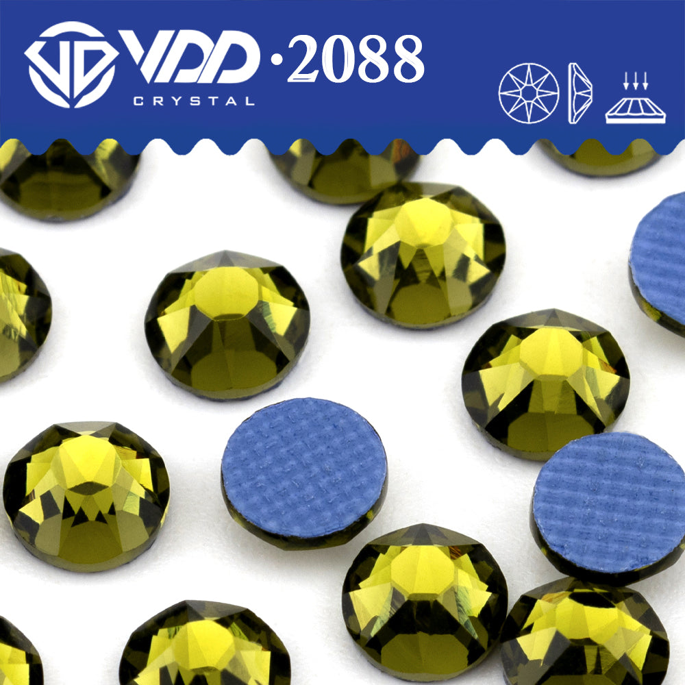 VDD 021 Olivine SS16-SS30 High Quality Hot-Fix Glass 2088 Rhinestones Crystal Flatback 8 Big 8 Small DIY Clothes Decoration