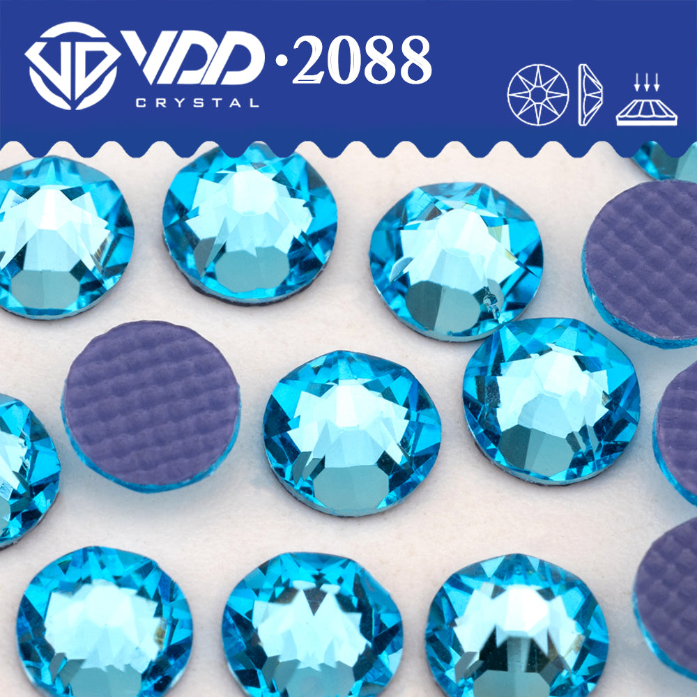 VDD 027 Aquamarine SS16-SS30 High Quality Hot-Fix Glass 2088 Rhinestones Crystal Flatback 8 Big 8 Small DIY Clothes Decoration