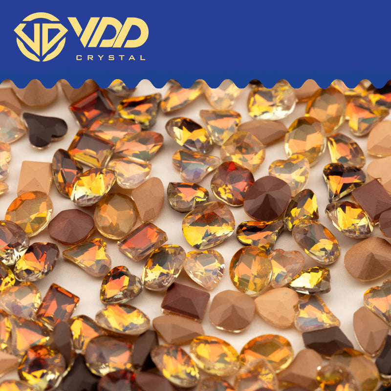 VDD Summer Tan 100/500Pcs High Quality Glass Fancy Rhinestones Crystal Glitter Pointback Stones For Nail Art Decoration DIY