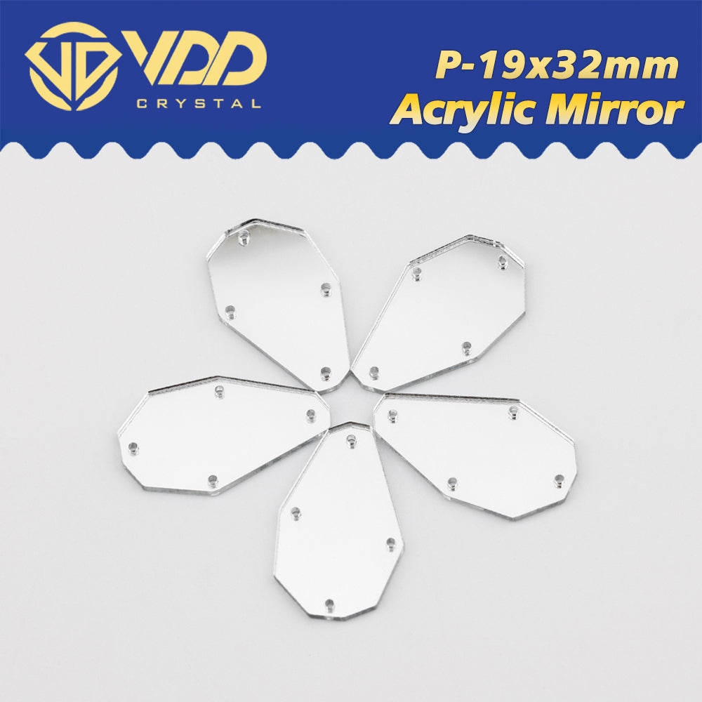 VDD 30/60/200Pcs P-19x32mm White Acrylic Mirror Sewing Rhinestones Sew On DIY Crafts Flat Back Sewing For Garment Decorations