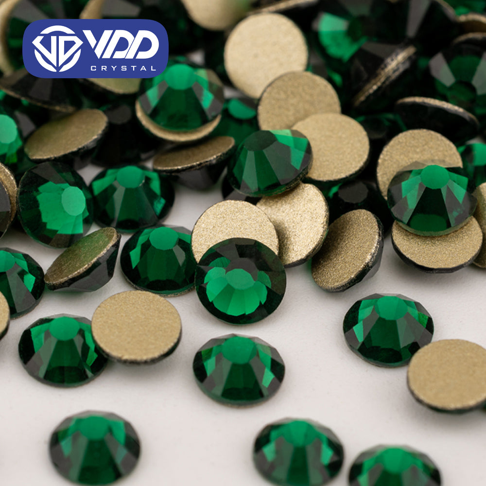 VDD 022 Emerald High Quality Glass Rhinestones Crystal Gold Flatback Strass Stones For Nail Art Crafts DIY Decorations