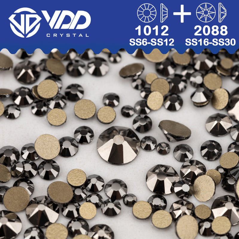 VDD 065 Hematite Wholesale Mix Size SS6-SS30 High Quality Glass 2088 Rhinestones Crystal Gold Flatback Strass Stones Nail Art DIY Decorations