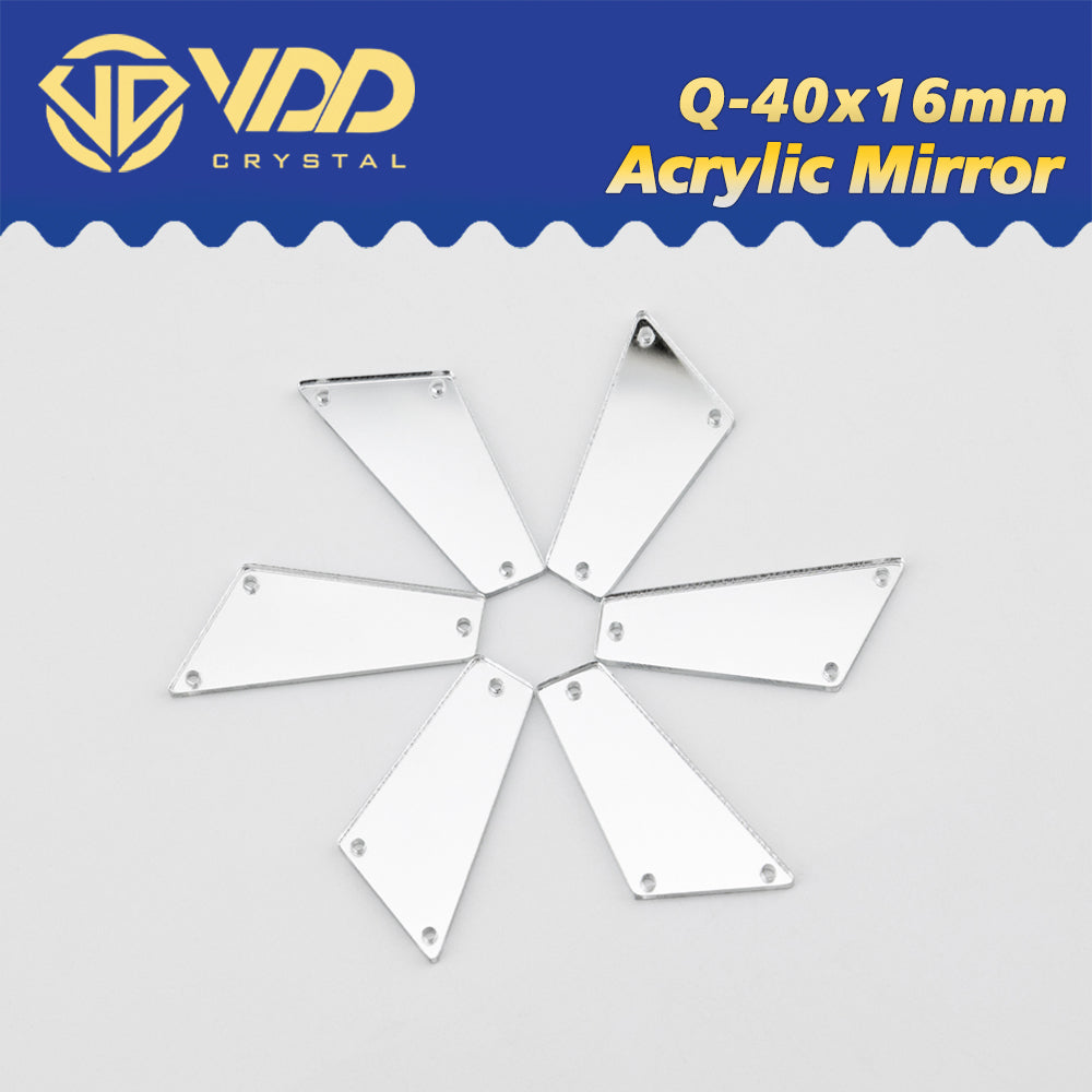 VDD 30/60/200Pcs Q-40x16mm White Acrylic Mirror Sewing Rhinestones Sew On DIY Crafts Flat Back Sewing For Garment Decorations