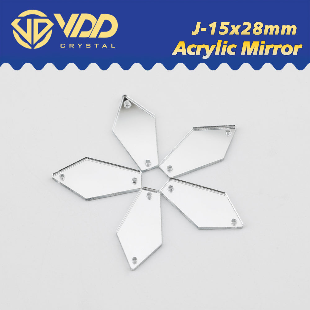 VDD 30/60/200Pcs J-15x28mm White Acrylic Mirror Sewing Rhinestones Sew On DIY Crafts Flat Back Sewing For Garment Decorations