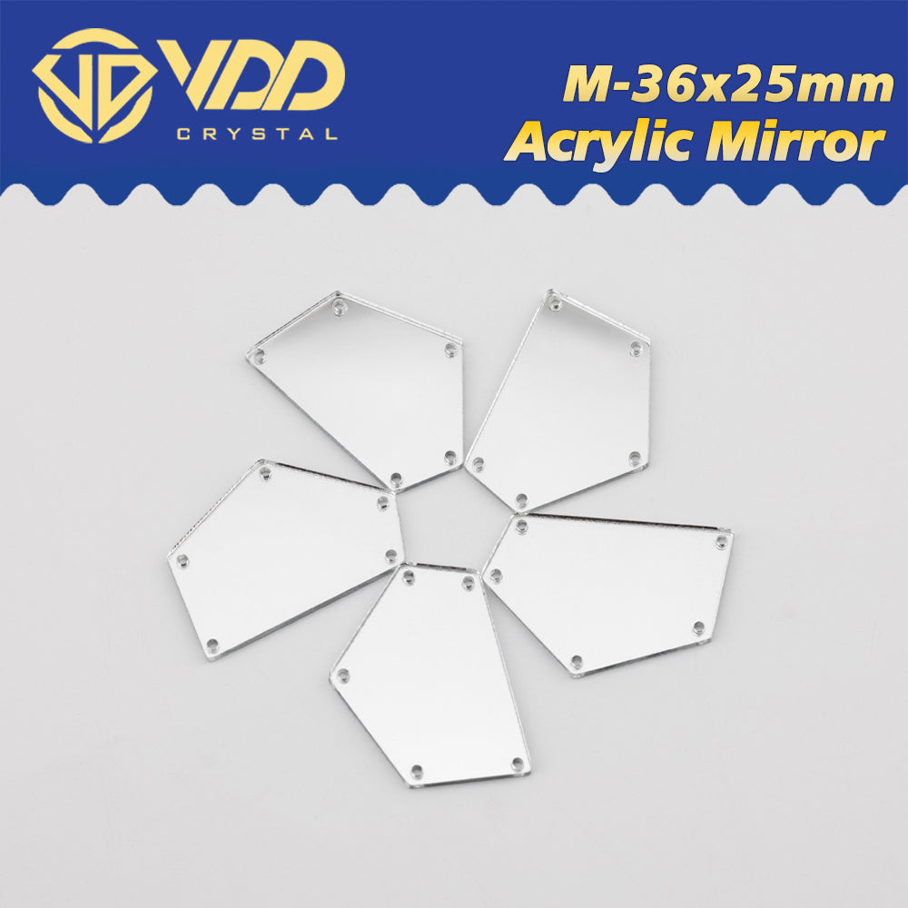 VDD 30/60/200Pcs M-36x25mm White Acrylic Mirror Sewing Rhinestones Sew On DIY Crafts Flat Back Sewing For Garment Decorations