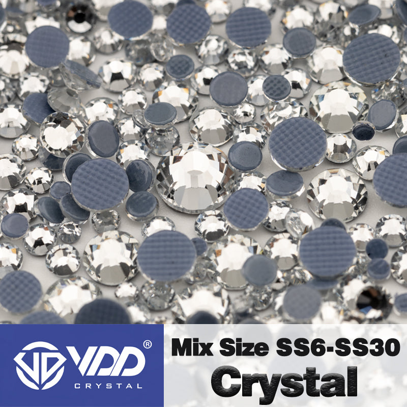VDD 001 Crystal Wholesale SS6-SS30 Hotfix Mix Size Glass Rhinestone Crystal Flat Back High Quality Strass Stones For DIY Clothes Accessories