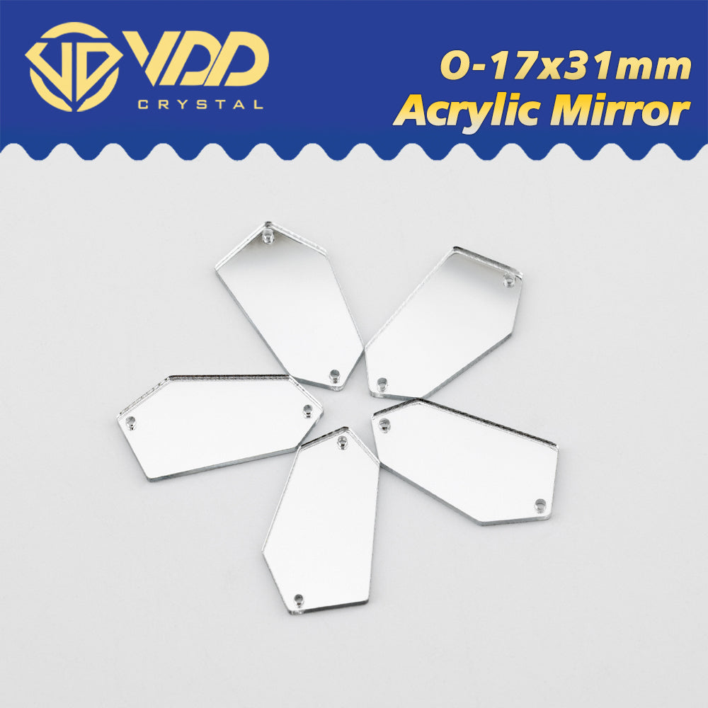 VDD 30/60/200Pcs O-17x31mm White Acrylic Mirror Sewing Rhinestones Sew On DIY Crafts Flat Back Sewing For Garment Decorations