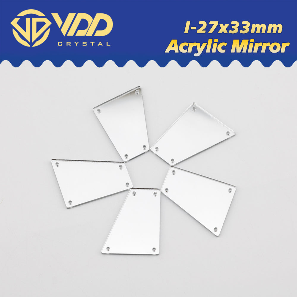 VDD 30/60/200Pcs I-27x33mm White Acrylic Mirror Sewing Rhinestones Sew On DIY Crafts Flat Back Sewing For Garment Decorations