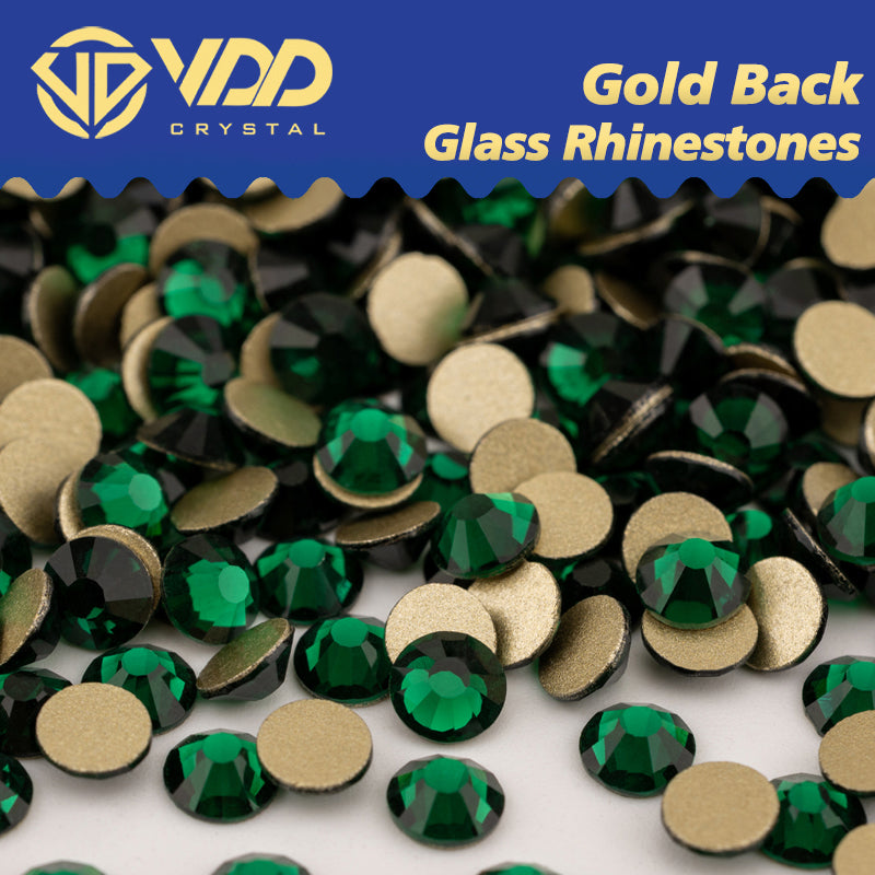 VDD 022 Emerald High Quality Glass Rhinestones Crystal Gold Flatback Strass Stones For Nail Art Crafts DIY Decorations