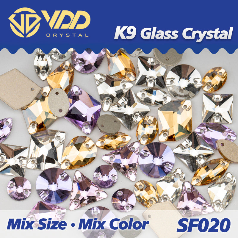 VDD SF020 20/50Pcs Mix Size AAAAA K9 Glass Sew On Rhinestones Sewing Crystal AB Flat Back Stones For Clothes Accessories Wedding Dress