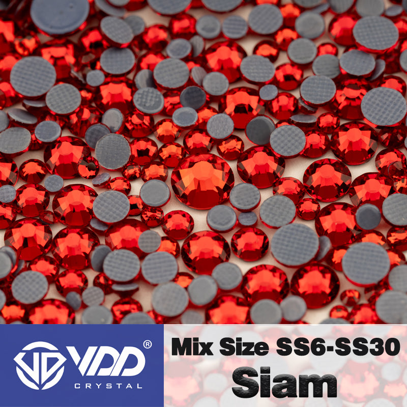 VDD 013 Siam Wholesale SS6-SS30 Hotfix Mix Size Glass Rhinestone Crystal Flat Back High Quality Strass Stones For DIY Clothes Accessories