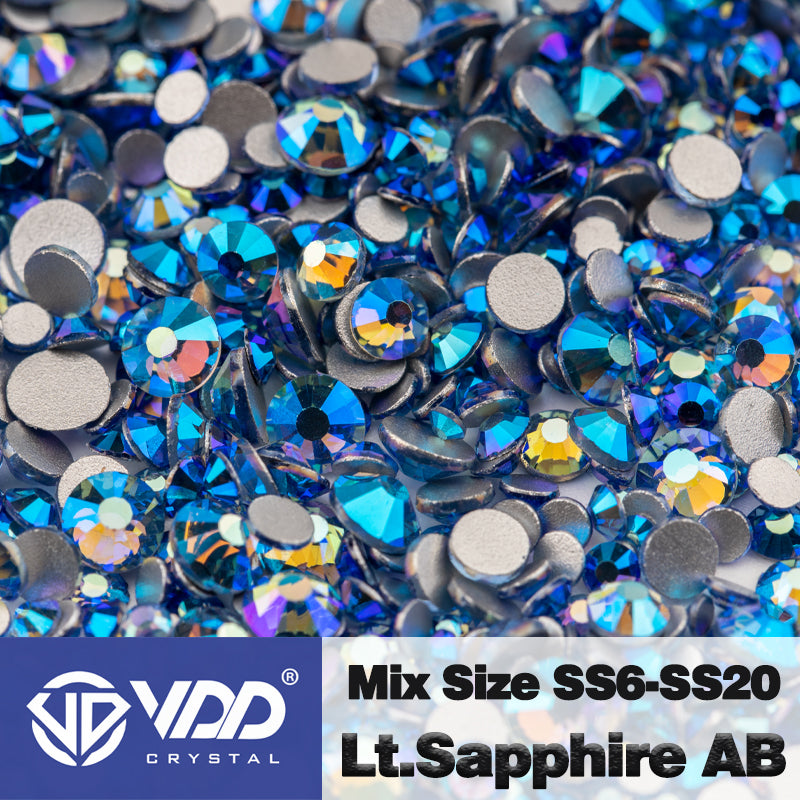 VDD 090 Lt.Sapphire AB Mix Size SS6-SS20 High Quality Glass Rhinestones Crystal Flatback Glitter Stones Nail Art DIY Crafts Decorations