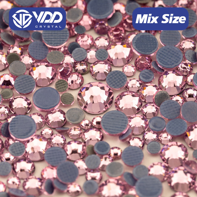 VDD 040 Light Rose Wholesale SS6-SS30 Hotfix Mix Size Glass Rhinestone Crystal Flat Back High Quality Strass Stones For DIY Clothes Accessories