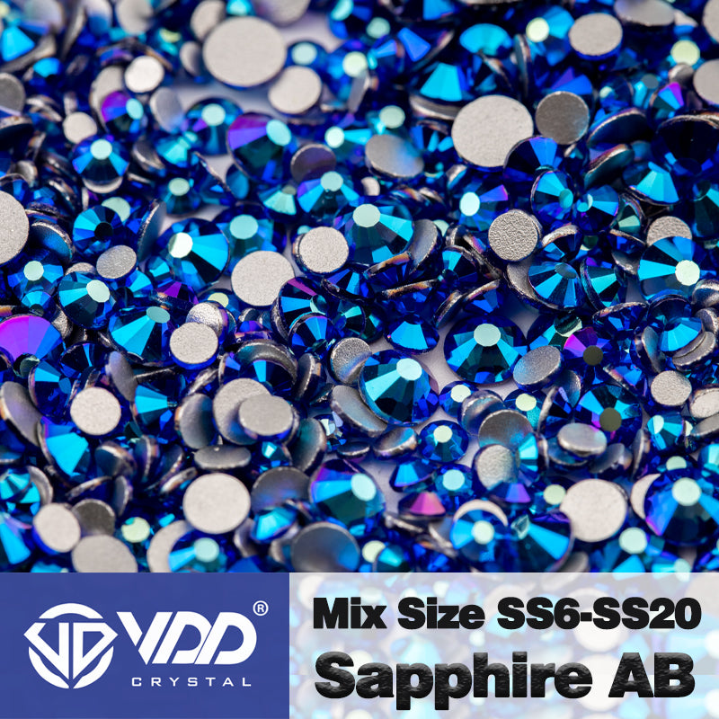 VDD 074 Sapphire AB Mix Size SS6-SS20 High Quality Glass Rhinestones Crystal Flatback Glitter Stones Nail Art DIY Crafts Decorations