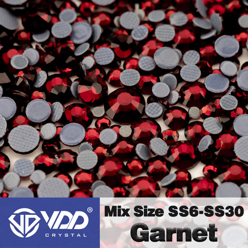 VDD 014 Garnet Wholesale SS6-SS30 Hotfix Mix Size Glass Rhinestone Crystal Flat Back High Quality Strass Stones For DIY Clothes Accessories