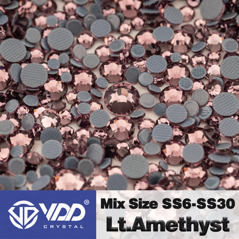 VDD 032 Lt.Amethyst Wholesale SS6-SS30 Hotfix Mix Size Glass Rhinestone Crystal Flat Back High Quality Strass Stones For DIY Clothes Accessories
