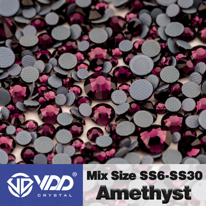 VDD 033 Amethyst Wholesale SS6-SS30 Hotfix Mix Size Glass Rhinestone Crystal Flat Back High Quality Strass Stones For DIY Clothes Accessories