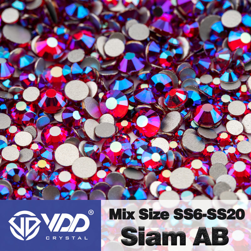 VDD 072 Siam AB Mix Size SS6-SS20 High Quality Glass Rhinestones Crystal Flatback Glitter Stones Nail Art DIY Crafts Decorations