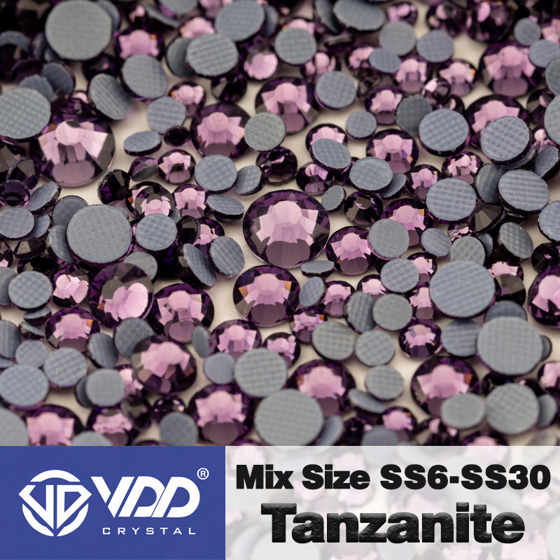 VDD 035 Tanzanite Wholesale SS6-SS30 Hotfix Mix Size Glass Rhinestone Crystal Flat Back High Quality Strass Stones For DIY Clothes Accessories