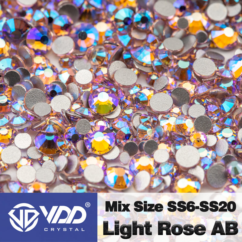 VDD 078 Light Rose AB Mix Size SS6-SS20 High Quality Glass Rhinestones Crystal Flatback Glitter Stones Nail Art DIY Crafts Decorations
