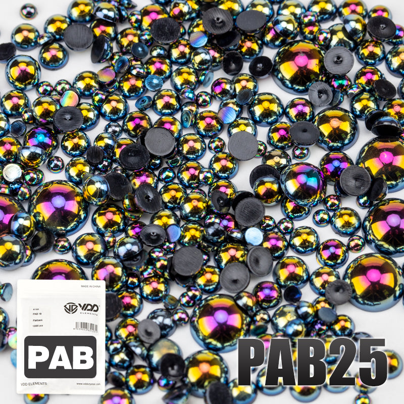 VDD PAB25 Bulk Wholesale 2.5-10mm Color AB Macaroon ABS Imitation Pearl Half Round Flatback Plastic Bead DIY Nail Art Craft Decoration