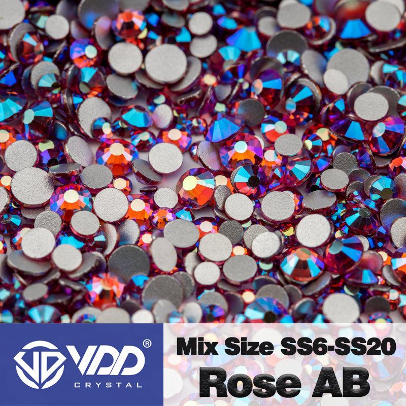 VDD 099 Rose AB Mix Size SS6-SS20 High Quality Glass Rhinestones Crystal Flatback Glitter Stones Nail Art DIY Crafts Decorations