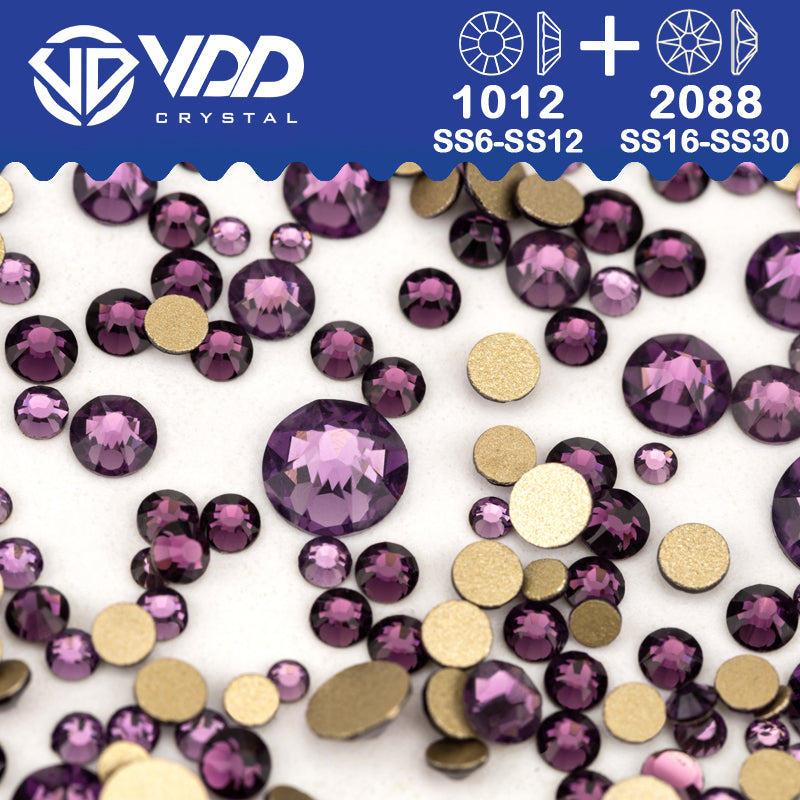 VDD 035 Tanzanite Wholesale Mix Size SS6-SS30 High Quality Glass 2088 Rhinestones Crystal Gold Flatback Strass Stones Nail Art DIY Decorations