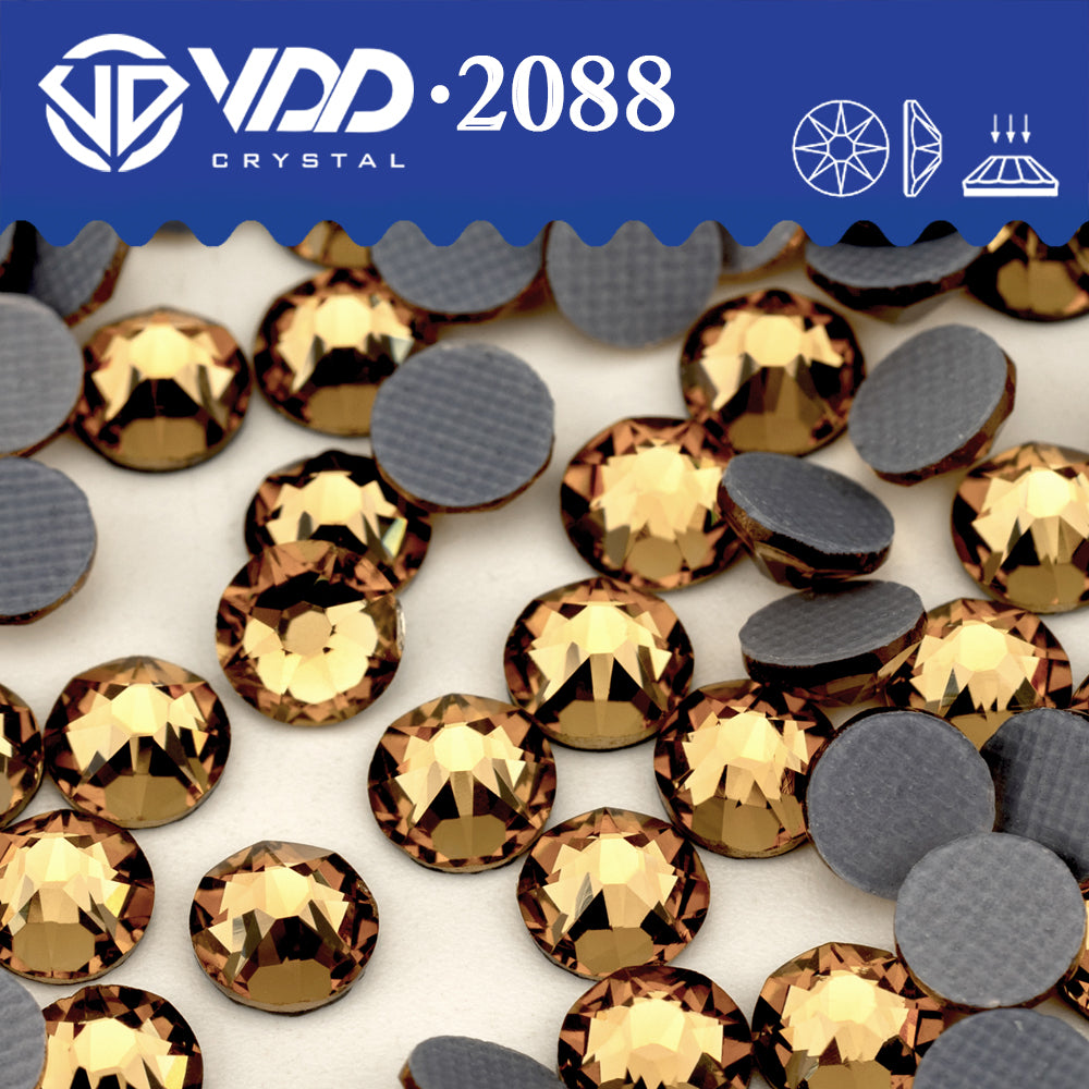 VDD 007 Lt.Co.Topaz SS16-SS30 High Quality Hot-Fix Glass 2088 Rhinestones Crystal Flatback 8 Big 8 Small DIY Clothes Decoration